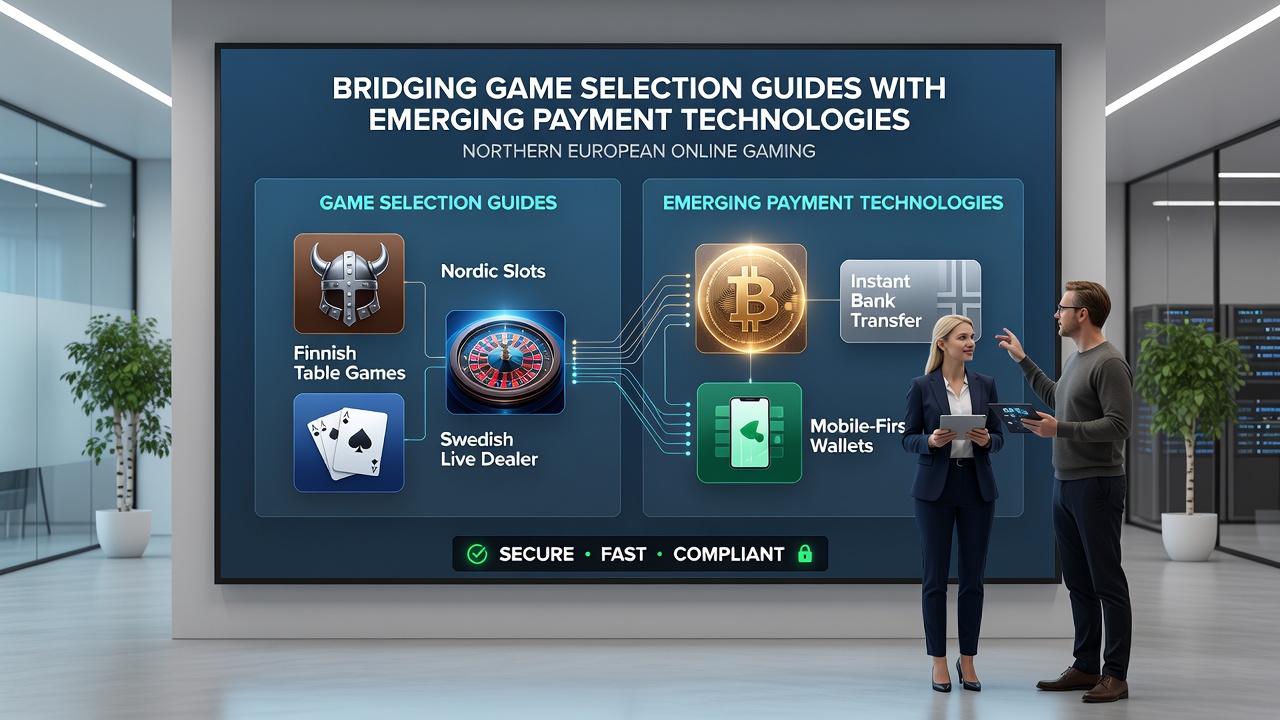 Detailed view of a game selection guide interface highlighting payment technology filters and emerging options in a Nordic online gaming environment
